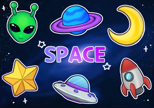 Space bundle featuring aliens, rockets, and planets
